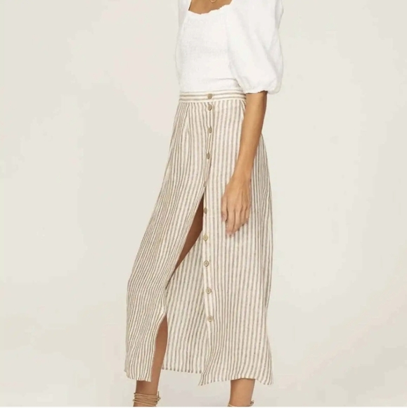 Faherty Billie linen skirt, size XL, brown/cream - Picture 8 of 9